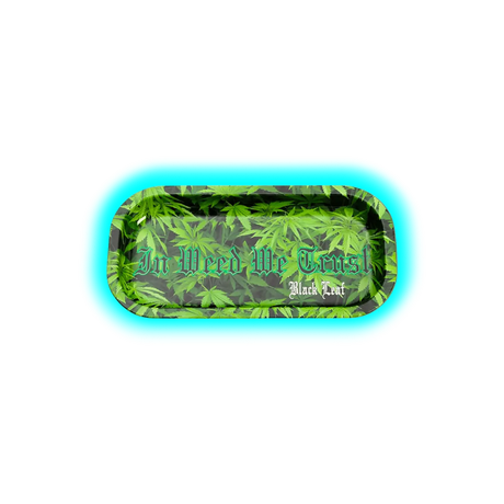 Black Leaf Rolling Tray In Weed we Trust 206 x 105mm