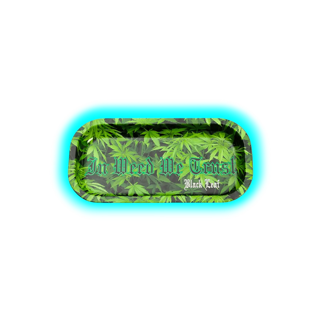 Black Leaf Rolling Tray In Weed we Trust 206 x 105mm