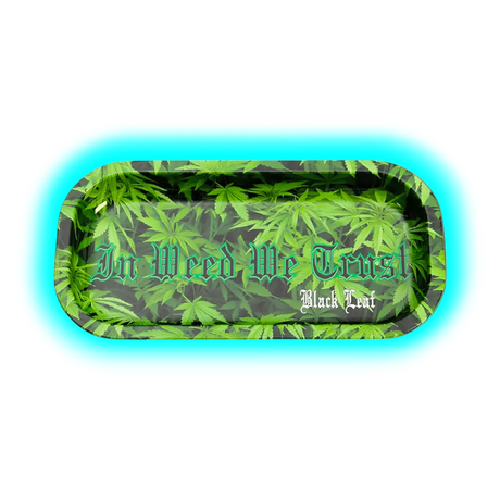 Black Leaf Rolling Tray In Weed we Trust 206 x 105mm
