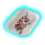 Black Leaf Rolling Tray S Skull and Roses 140 x 180mm