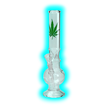 Breitseite Glasbong Ice Hanfblatt 42cm