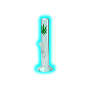 Breitseite Zylinder Glasbong Hanfblatt 40cm