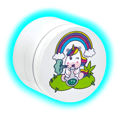 CNC Grinder White Unicorn Bong 4 Parts 50mm