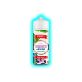 Flasche mit Aufschrift 'Dinner Lady Premium Quality Berry Blast 0MG 100ML 60:40' und Fruchtmotiv