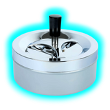 Drehaschenbecher Chrom Silber L 14 cm
