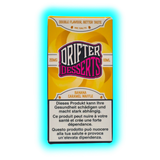 Verpackung mit der Aufschrift 'DRIFTER DESSERTS' und 'BANANA CARAMEL WAFFLE' sowie Warnhinweisen in Deutsch, Französisch und Italienisch
