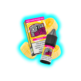 Flasche und Verpackung von Drifter Bar Salts mit Bananeneis-Geschmack vor Bananenscheiben