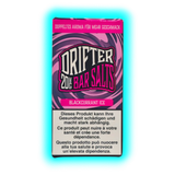 Verpackung mit der Aufschrift 'DRIFTER 20MG BAR SALTS BLACKCURRANT ICE' und Warnhinweisen in Deutsch, Französisch und Italienisch