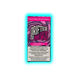 Verpackung mit der Aufschrift 'DRIFTER 20MG BAR SALTS BLACKCURRANT ICE' und Warnhinweisen in Deutsch, Französisch und Italienisch