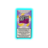 Verpackung eines Drifter Desserts Blueberry Cheesecake Nikotinsalzes mit Warnhinweis in mehreren Sprachen