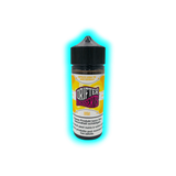 Flasche mit schwarzem Schraubverschluss und Etikett mit der Aufschrift 'DRIFTER DESSERTS VANILLA CUSTARD' und Warnhinweisen in mehreren Sprachen