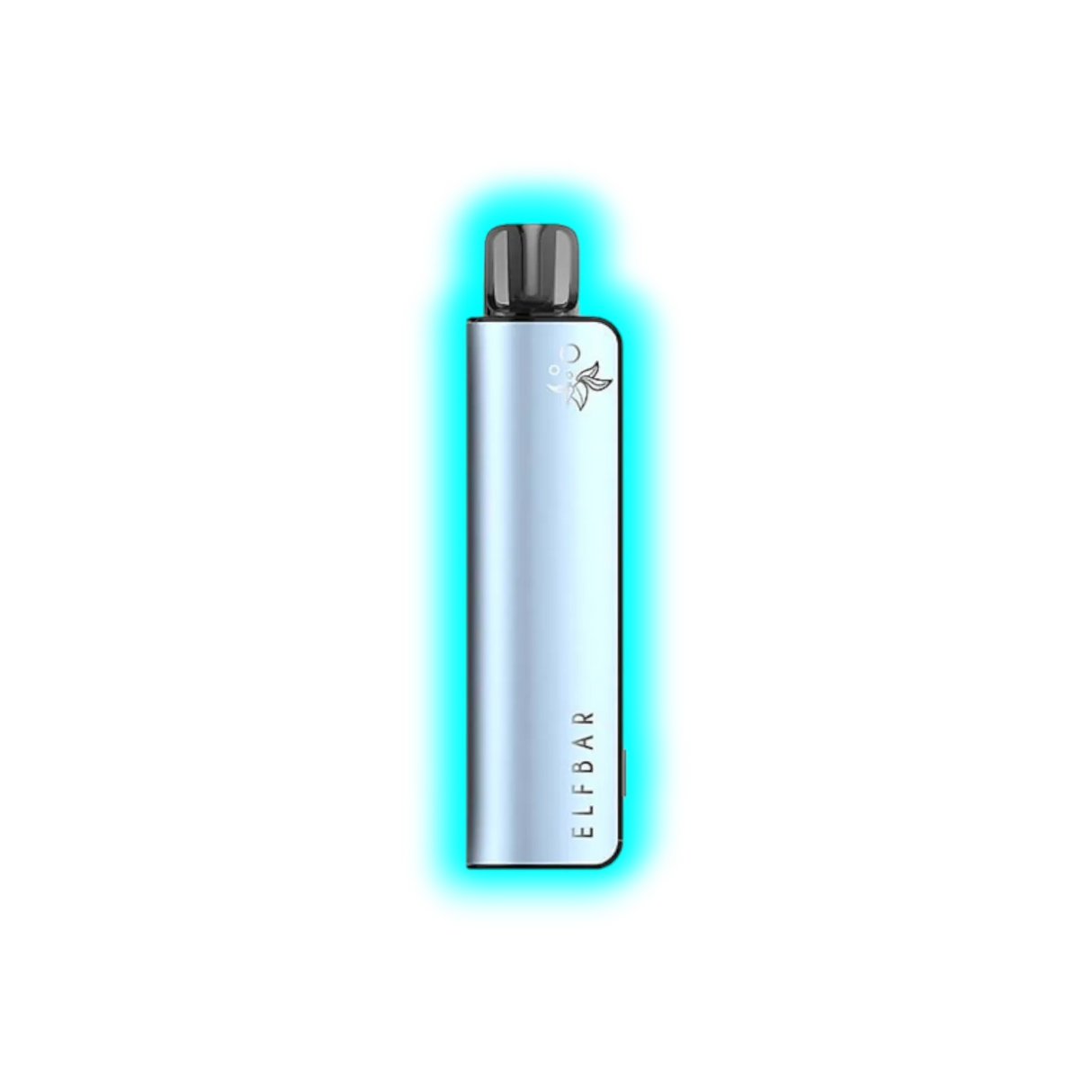 Blaues schlankes Elfbar Elfa Master Pod System mit schwarzem Mundstück und floralem Logo