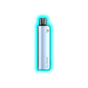 Blaues schlankes Elfbar Elfa Master Pod System mit schwarzem Mundstück und floralem Logo