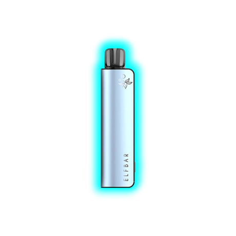 Blaues schlankes Elfbar Elfa Master Pod System mit schwarzem Mundstück und floralem Logo