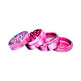 Fourtwenty Smoking Cat Cloud9 Aluminium Grinder Pink 4Parts 50mm in der Frontansicht