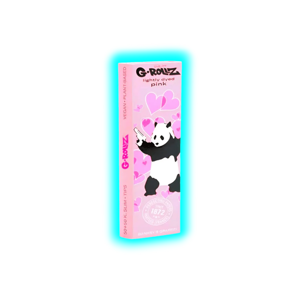 G-Rollz Banksy Panda Gunnin Lightly Dyed Pink 1 1/4 Papers + Tips
