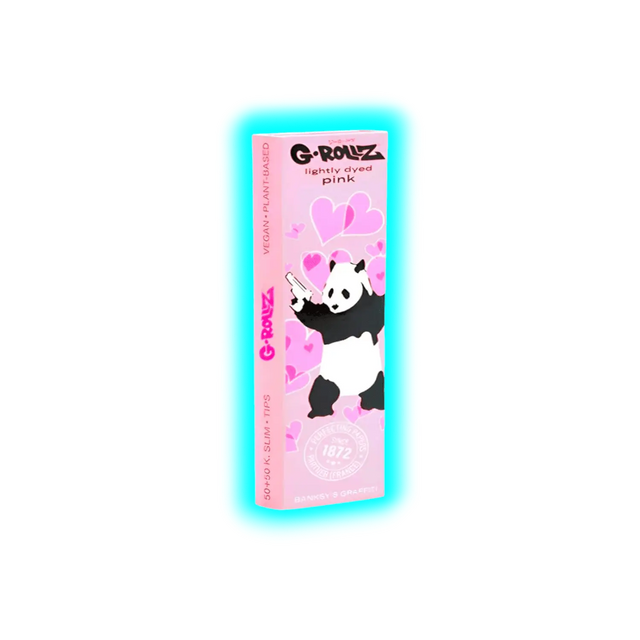 G-Rollz Banksy Panda Gunnin Lightly Dyed Pink 1 1/4 Papers + Tips