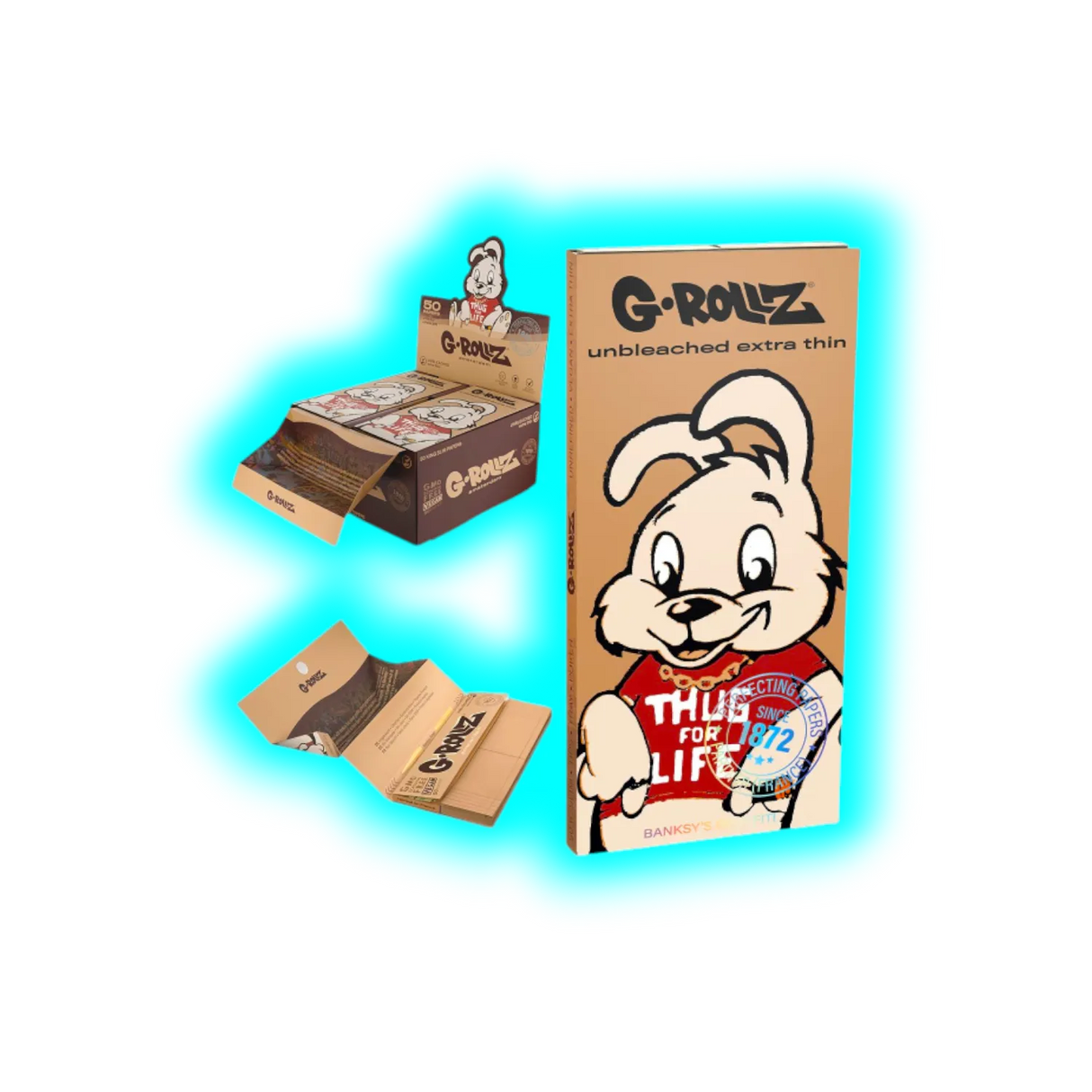 G-Rollz Banksy's Graffiti Thug For Life Unbleached King Slim Papers