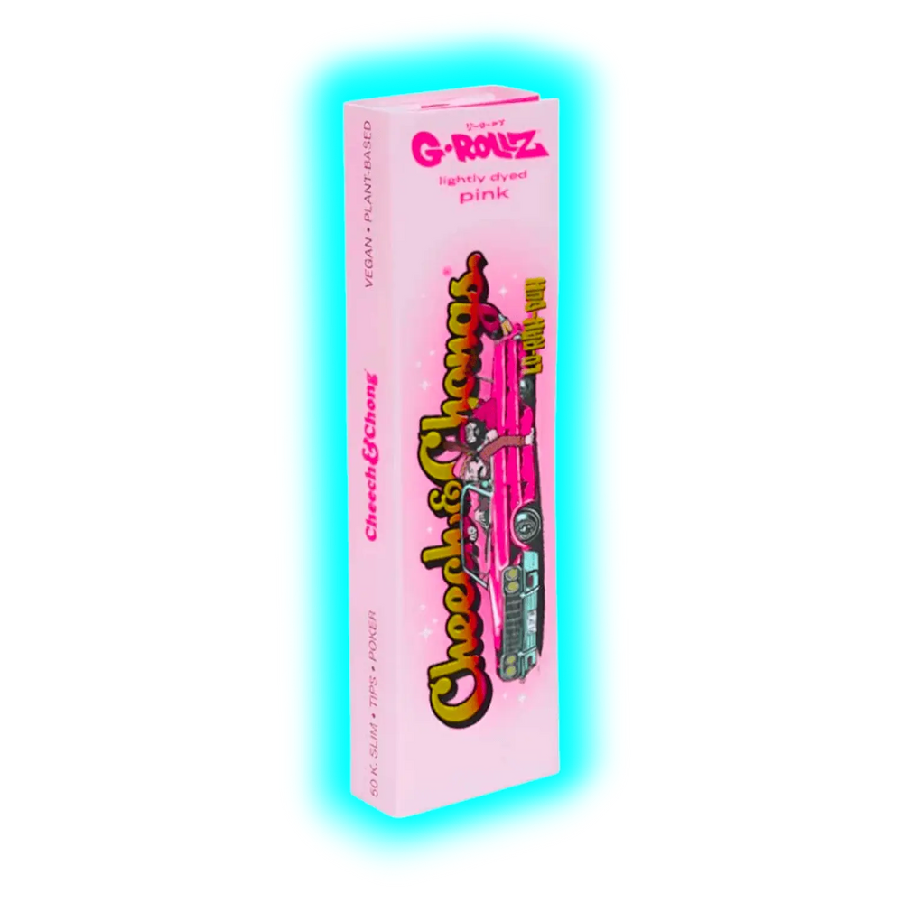 G-Rollz Cheech Chong Lightly Dyed Pink King Slim Papers + Tips Display 24pcs