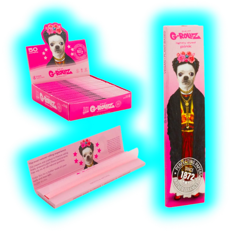 G-Rollz Pets Rock Lightly Died Pink KS Slim Papers Display 25pcs