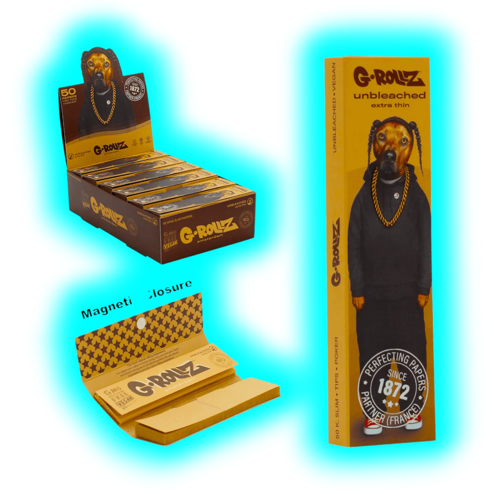 G-Rollz Pets Rock Rap Unbleached KS Papers + Tips Display