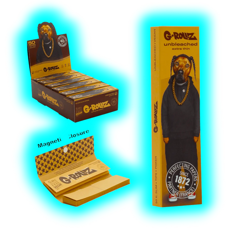 G-Rollz Pets Rock Rap Unbleached KS Papers + Tips Display