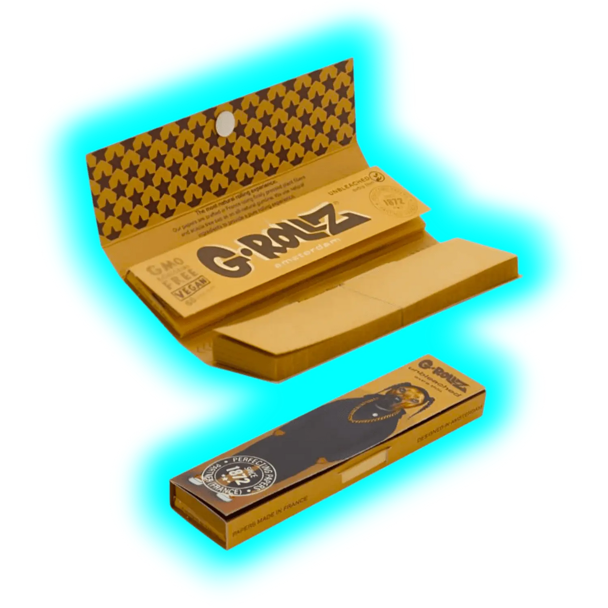 G-Rollz Pets Rock Rap Unbleached KS Papers + Tips
