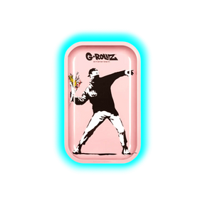 G-Rollz Rolling Tray M Banksy's Flower Thrower Pink 175 x 275mm