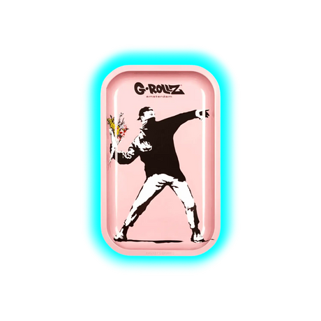 G-Rollz Rolling Tray M Banksy's Flower Thrower Pink 175 x 275mm