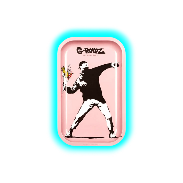 G-Rollz Rolling Tray M Banksy's Flower Thrower Pink 175 x 275mm