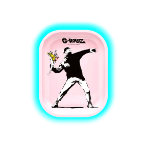 G-Rollz Rolling Tray S Banksy's Flower Thrower Pink 140 x 180mm