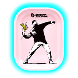 G-Rollz Rolling Tray S Banksy's Flower Thrower Pink 140 x 180mm
