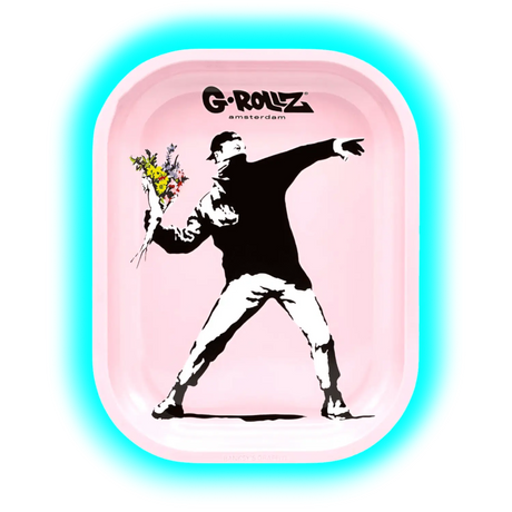 G-Rollz Rolling Tray S Banksy's Flower Thrower Pink 140 x 180mm