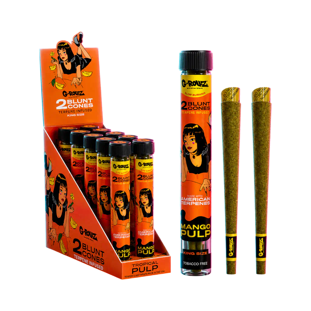 G-Rollz Terpene Infused Blunt Mango Pulp 2pcs von hinten fotografiert (Rückansicht)