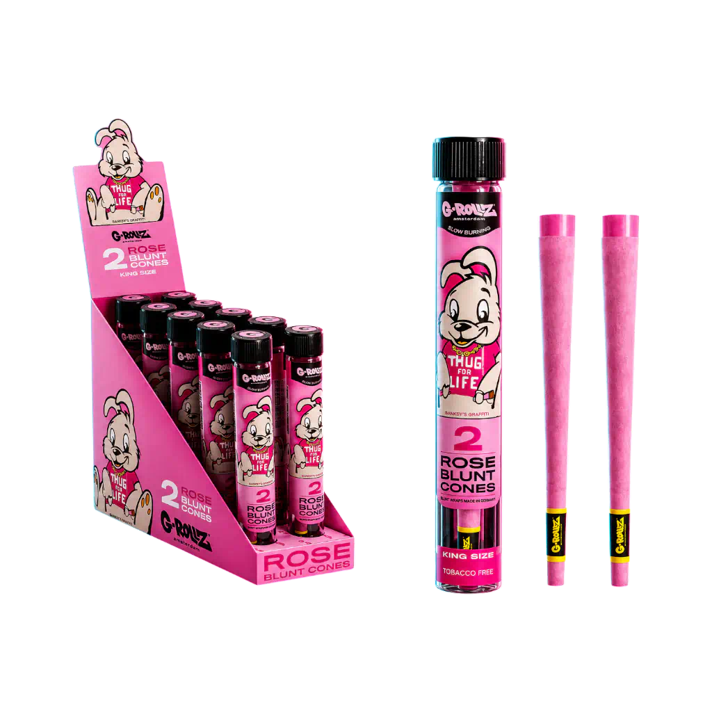G-Rollz Thug for Life Pre-rolled Rose Blunts 2pcs von hinten fotografiert (Rückansicht)