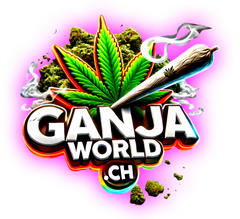Ganjaworld.ch Logo mit Joint & Hanfblatt