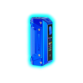 Blaues GeekVape Aegis Solo 3 E-Zigaretten-Mod mit Display und Bedienknopf