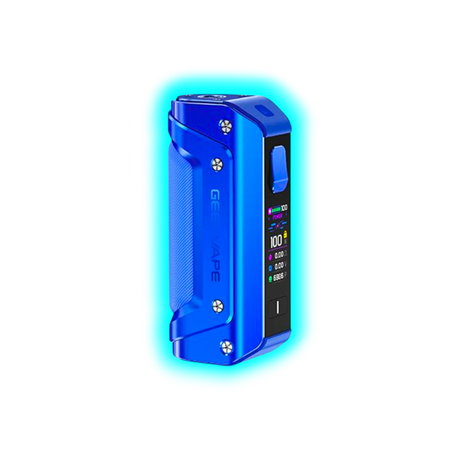 Blaues GeekVape Aegis Solo 3 E-Zigaretten-Mod mit Display und Bedienknopf