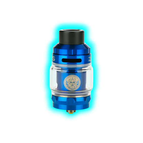 Blauer Geek Vape Zeus Sub Ohm Tank mit 5 ml Füllvolumen und schwarzem Mundstück