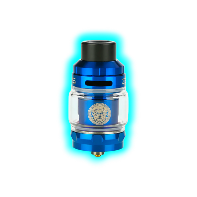 Blauer Geek Vape Zeus Sub Ohm Tank mit 5 ml Füllvolumen und schwarzem Mundstück