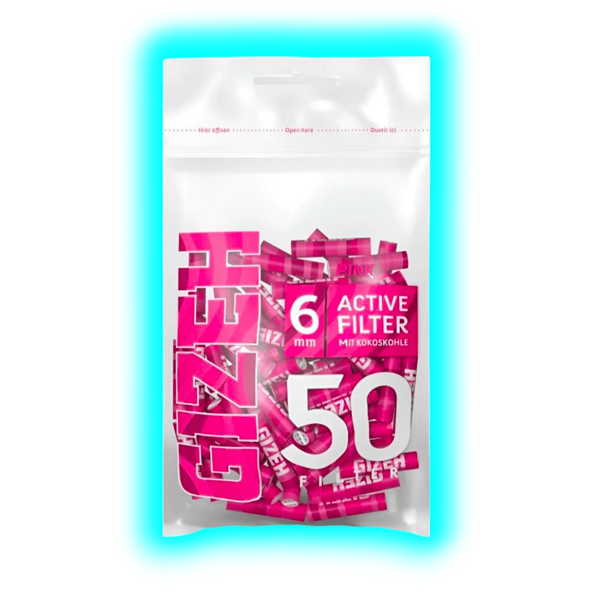 GIZEH All Pink Active Filter 6mm 50pcs