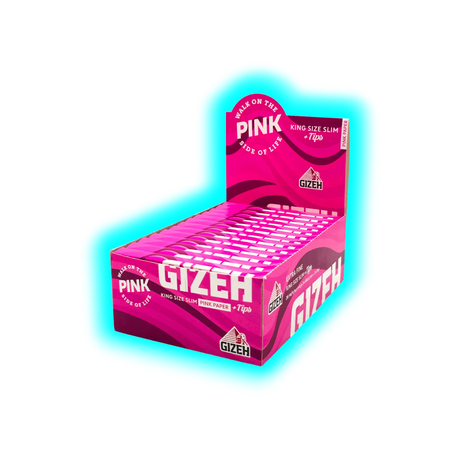 GIZEH ALL Pink King Size Slim + Tips Display 26pcs