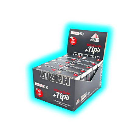 GIZEH Black Rolls Slim 5m + Tips Display 20pcs