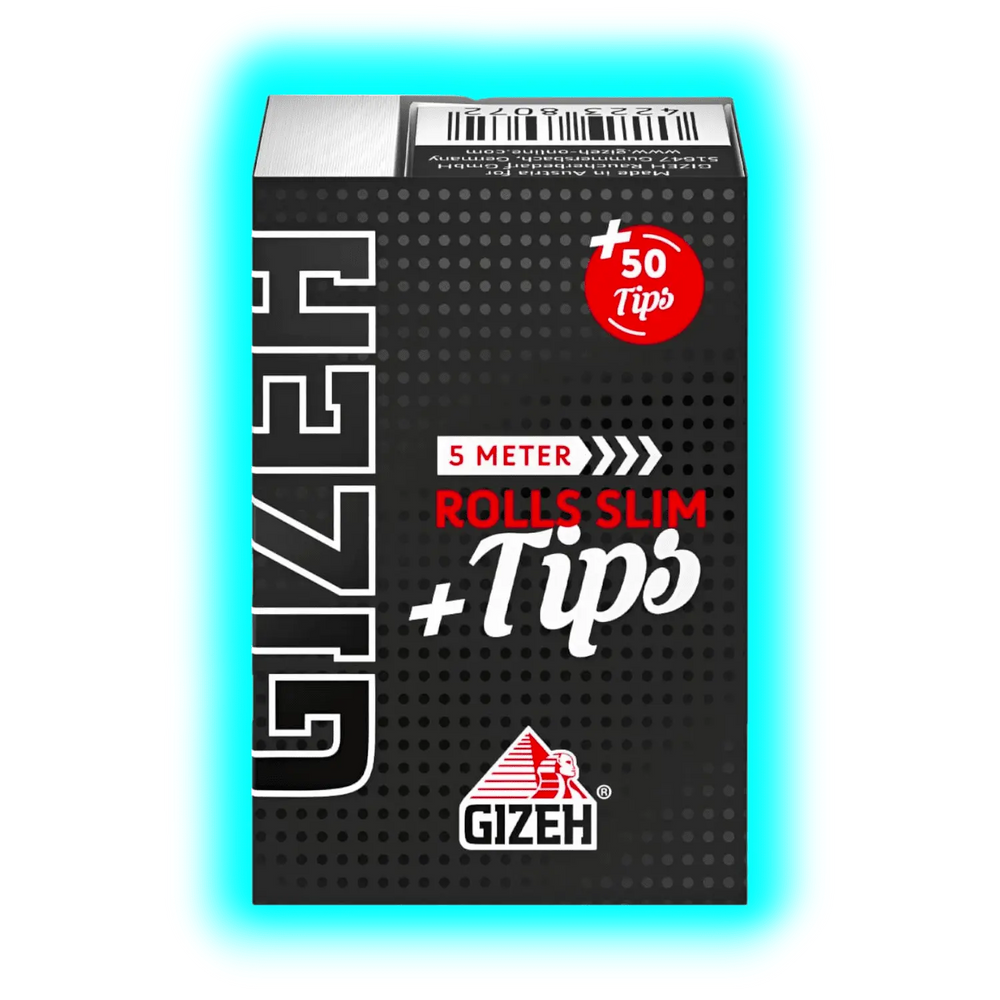 GIZEH Black Rolls Slim 5m + Tips