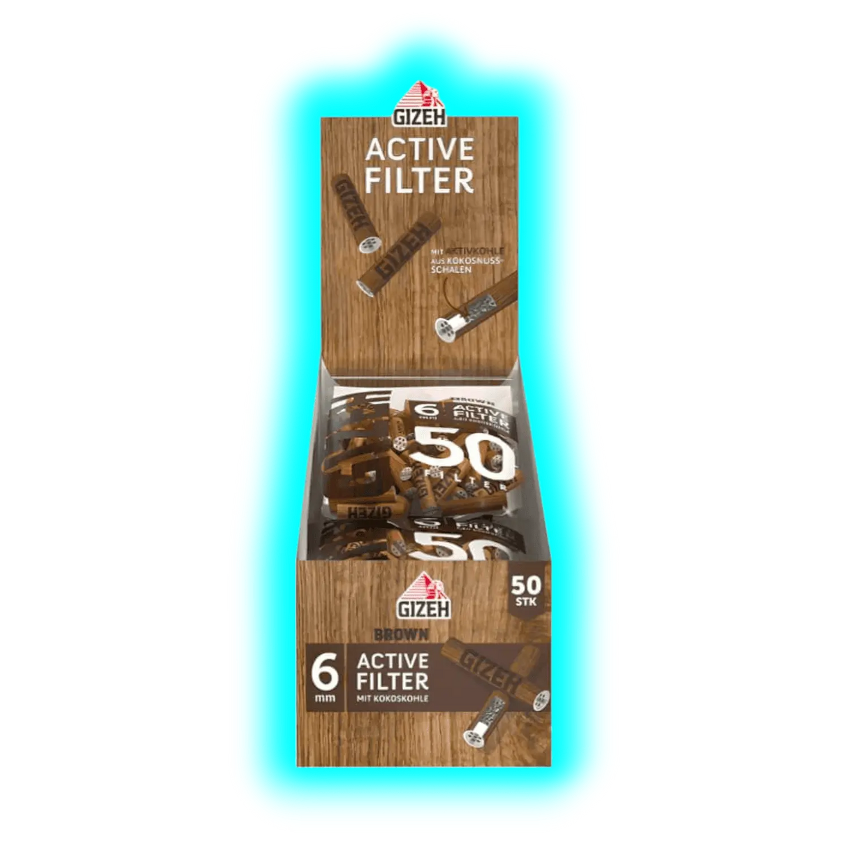 GIZEH Brown Active Filter 6mm Display 10 x 50pcs