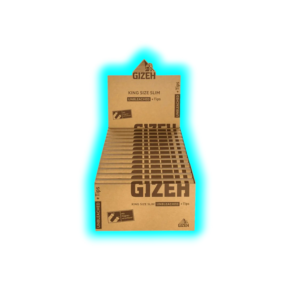 GIZEH Papers Unbleached King Size Slim Tips Display 26pcs