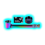 Glass Weed Pipe Rainbow + Grinder and 5 Screens