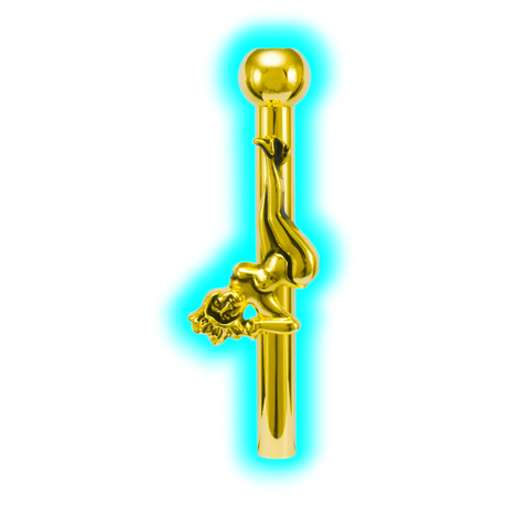 Gold Metal Sniffer Pole Dancer Girl 6cm