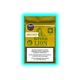 Goldgelbe Verpackung mit grünem Löwenlogo und der Aufschrift 'Green Lion GOLD HAZE' sowie einem Warnhinweis in Deutsch, Französisch und Italienisch