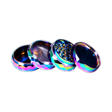 Grinder Crystal Rainbow Zinc 4er in der Frontansicht